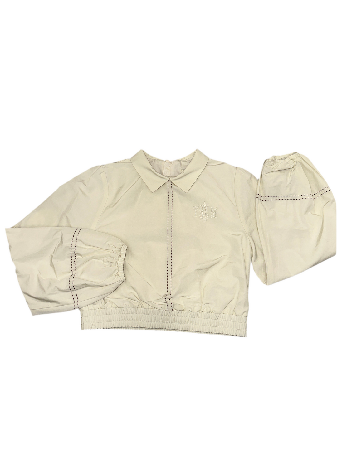 WISER FOR IT SWEAT-IVORY WITH MAROON STITCHING
