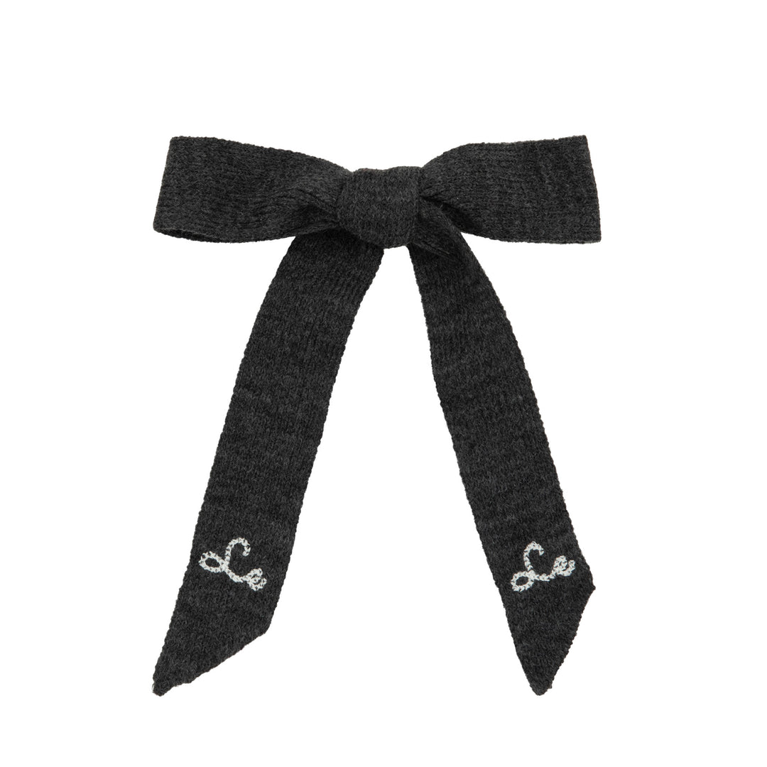 Soft knit embroidered bows-Gray
