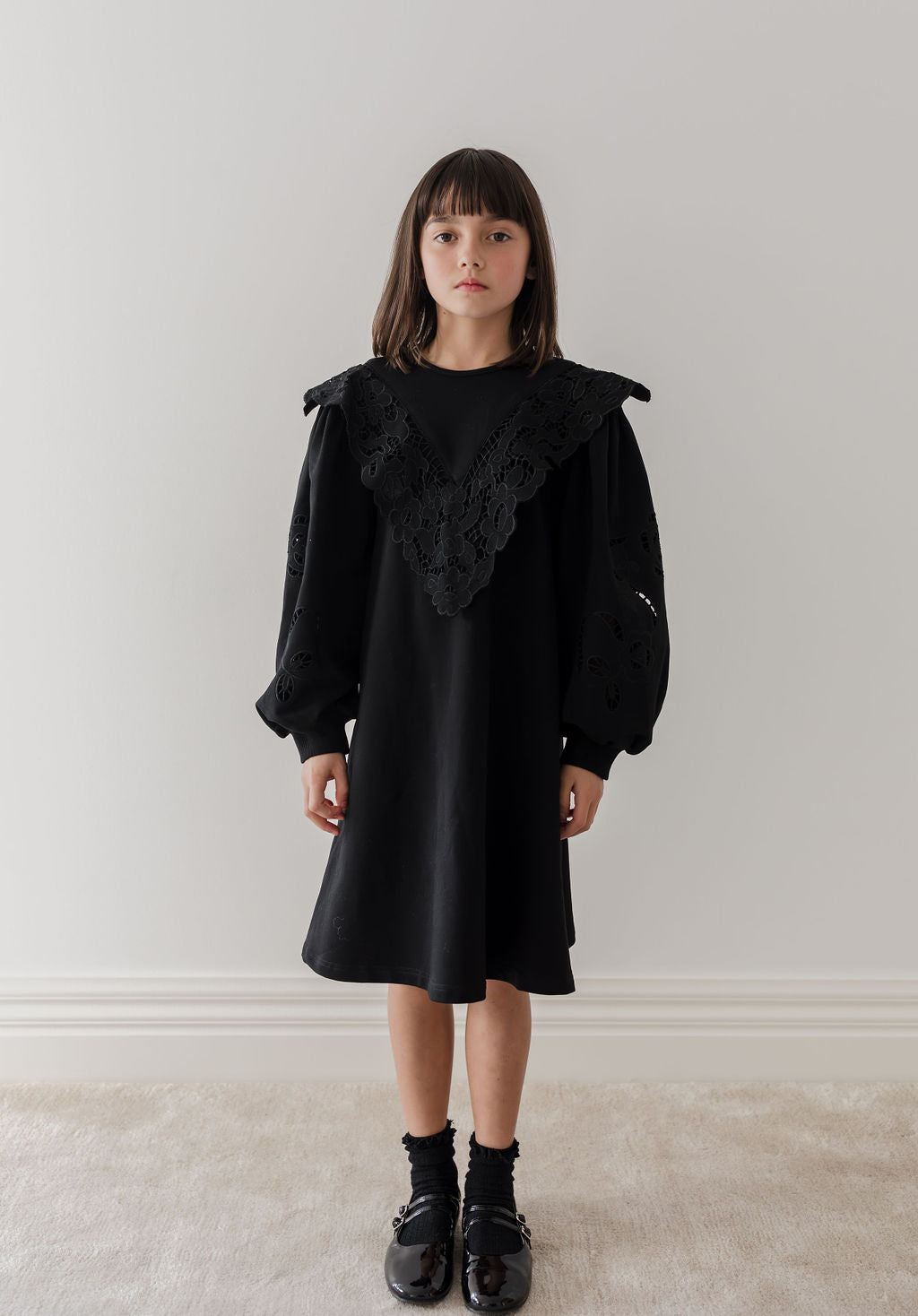1245-Terry Cut Out Sweat Dress-Black – whoopikids