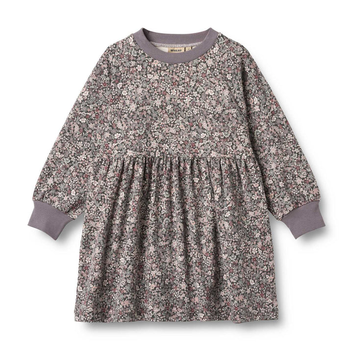 Jersey Dress L/S Dorthea (1572-192) purple stone flowers