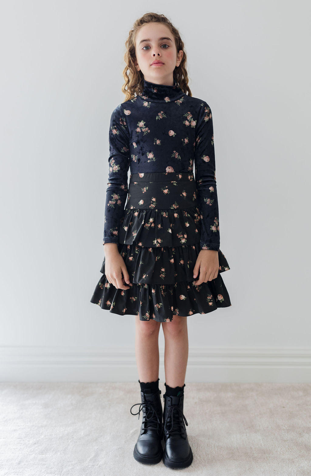 3127-Petite Rosebud Print Skirt-Petite Rosebud Print