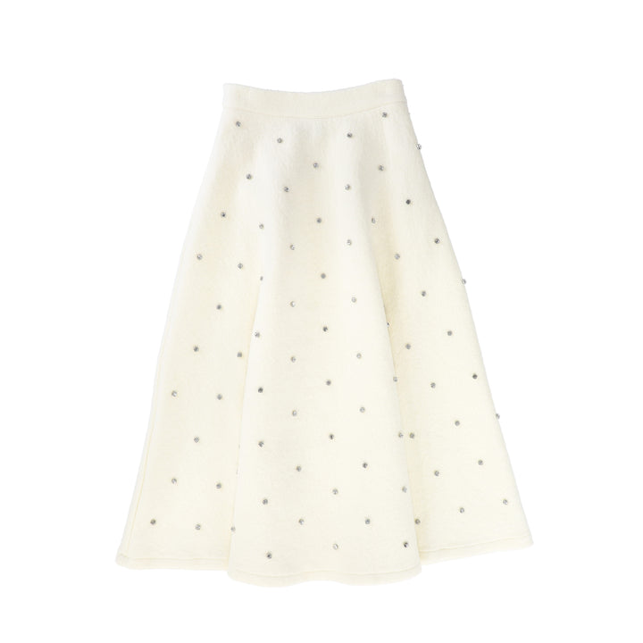 C-21806-Jewel Wool Midi Skirt -Ivory