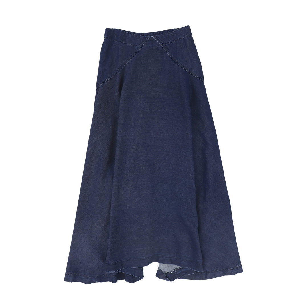 C-23297-Denim Diagonal Stitched Maxi Skirt -Denim