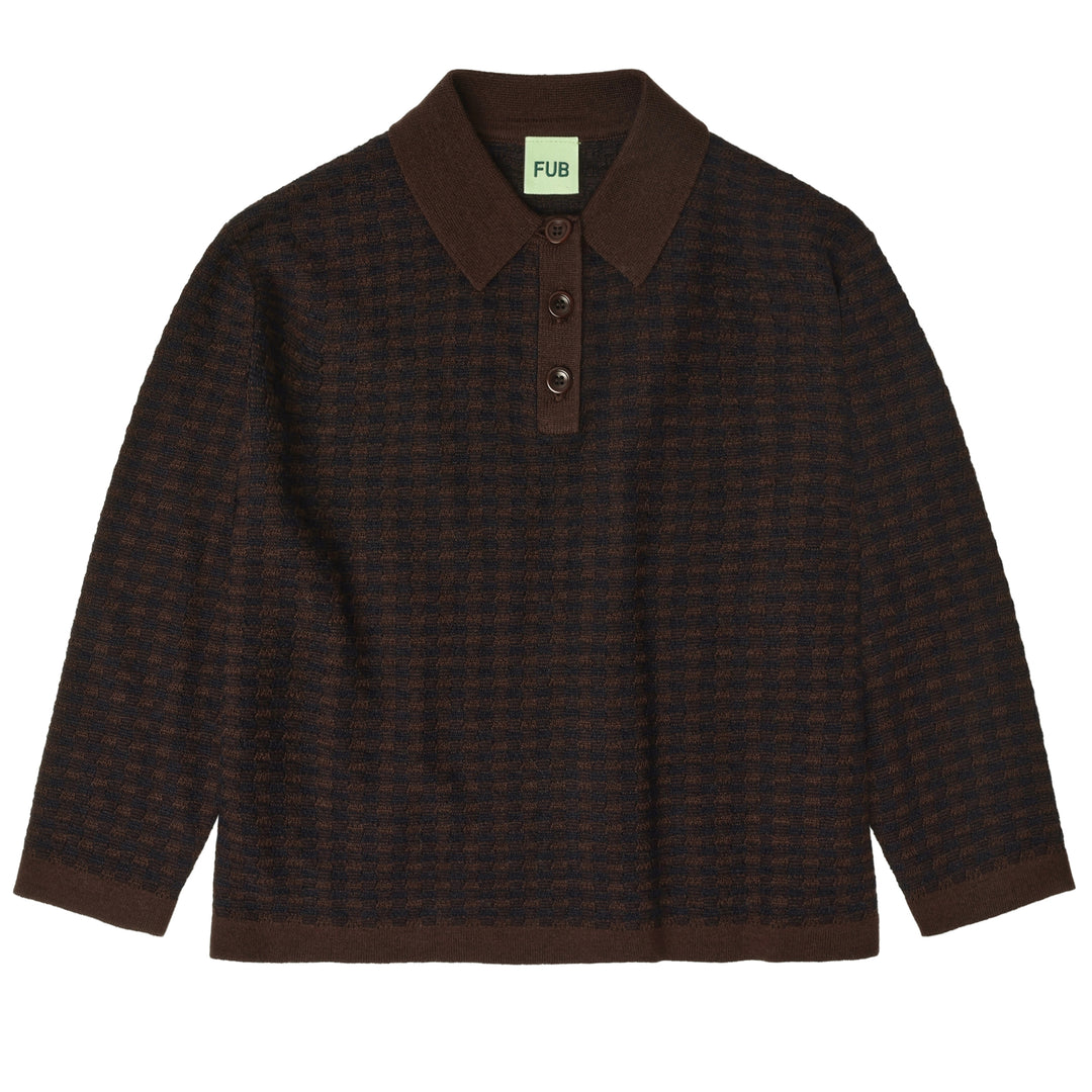 2425 AW-Checked Polo-mocca/dark navy