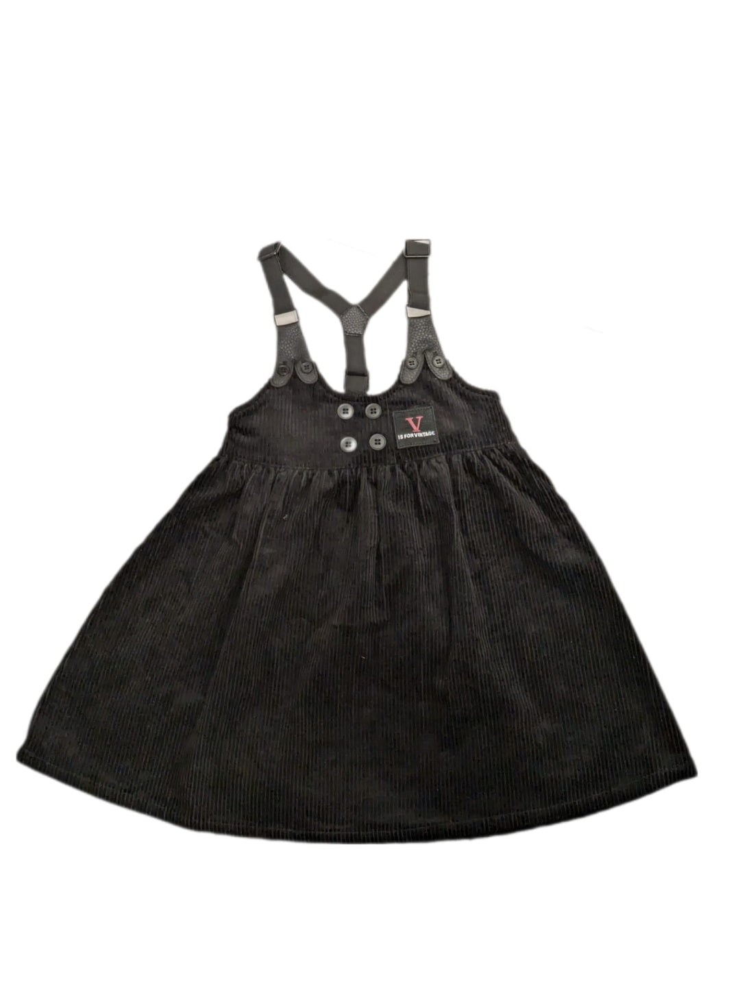 2500BK-GIRL DRESS WITH SUSPENDERS-BLACK