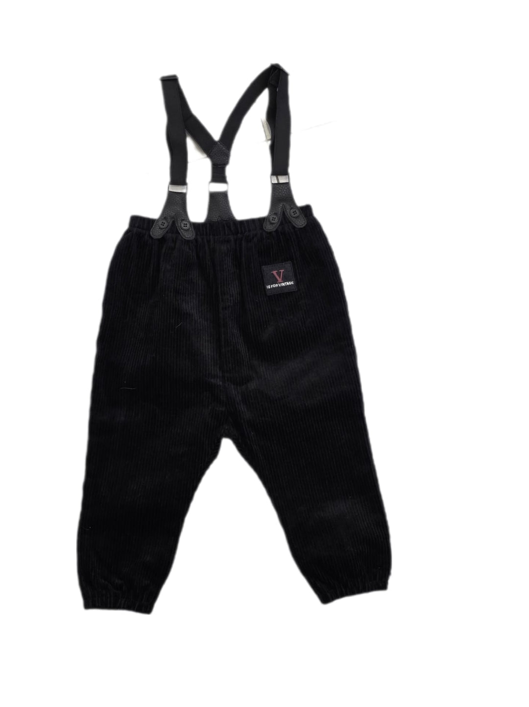 2502BK-BB BOY ROMPER W SUSPENDERS-BLACK
