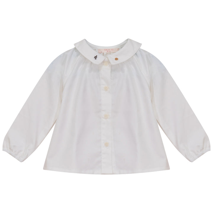 2513CR/BR-BOY SHIRT WITH EMBROIDERY-CREAM/BROW