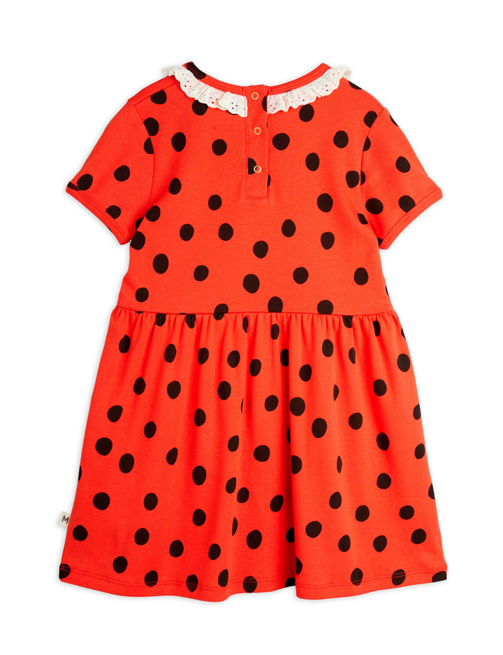 DOTS AOP LACE SS DRESS-Red
