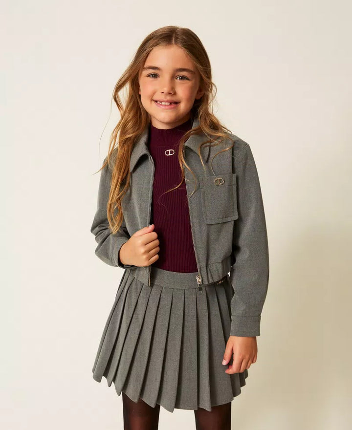 252GJ2270-SHORT JACKET-MED GREY MEL