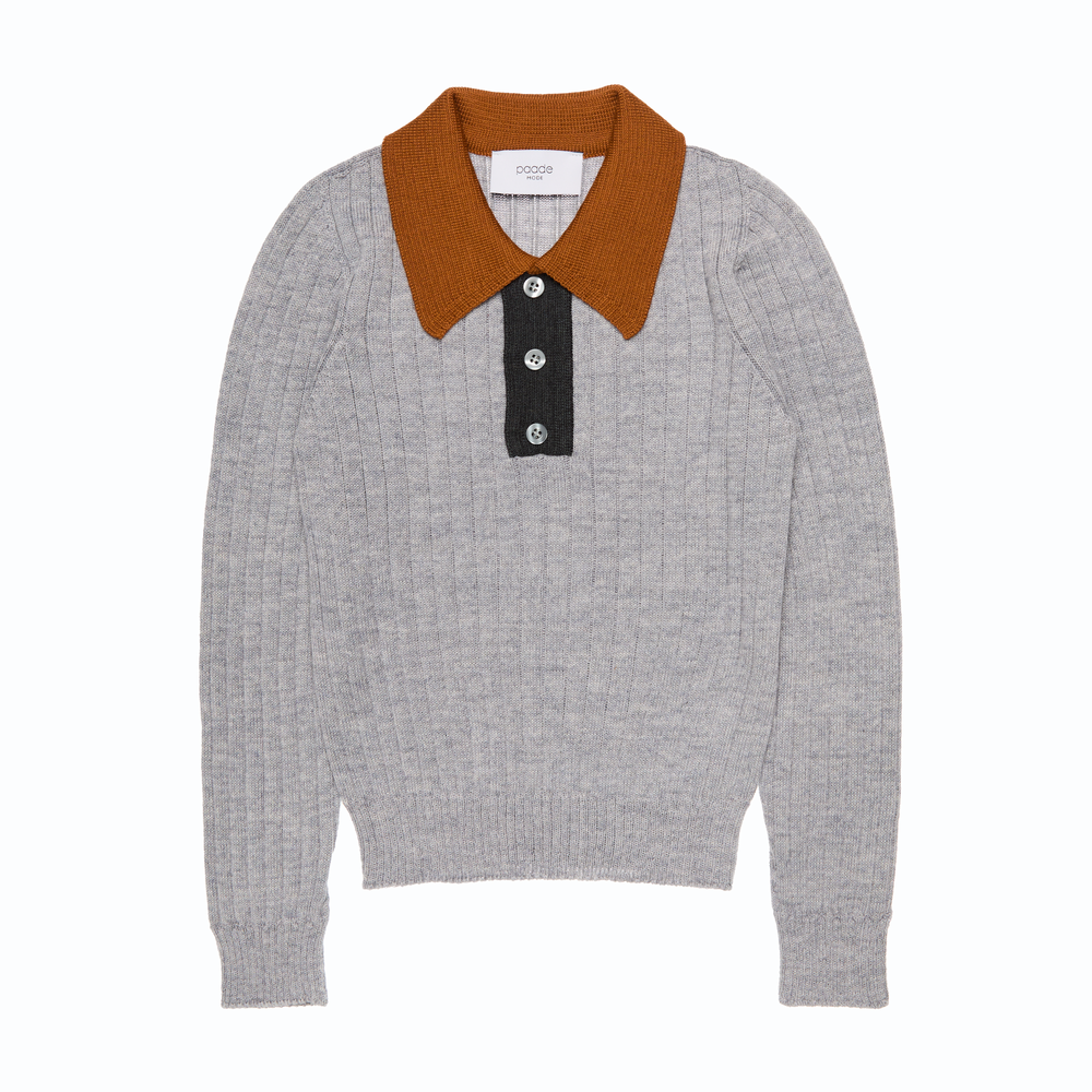 Wool Seamless Polo Shirt-Grey