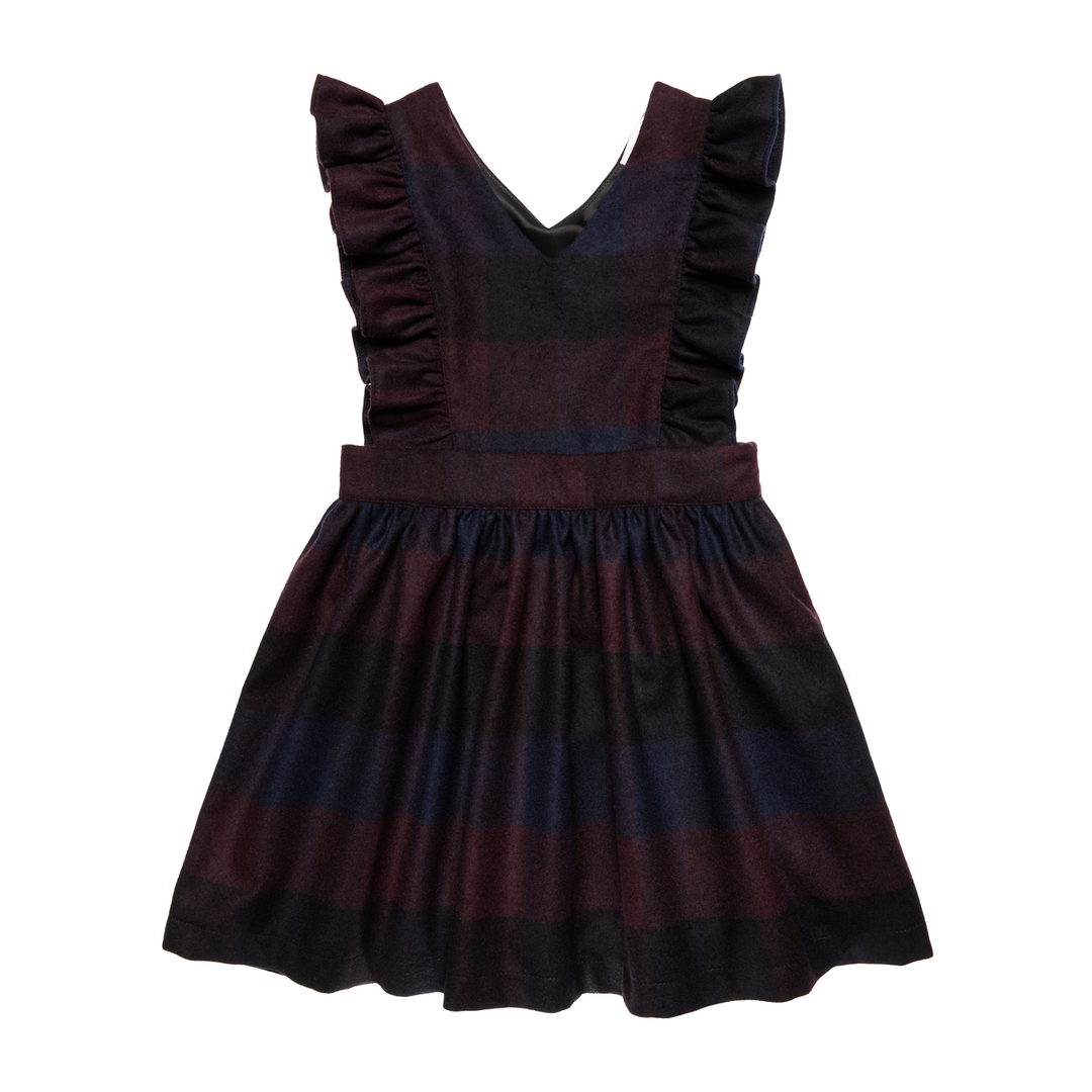 Wool Pinafore Dress Gia-Aubergine