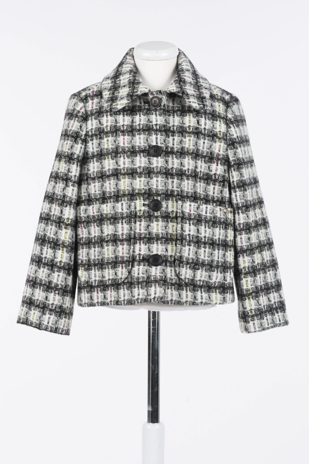 262GJ206A COAT SHORT IN WOOL CLOTH PATTERNED - CHECK COLOR