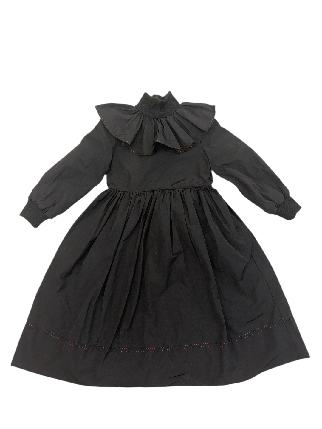 COINCIDENTAL DRESS-BLACK WITH MAROON STITCHING