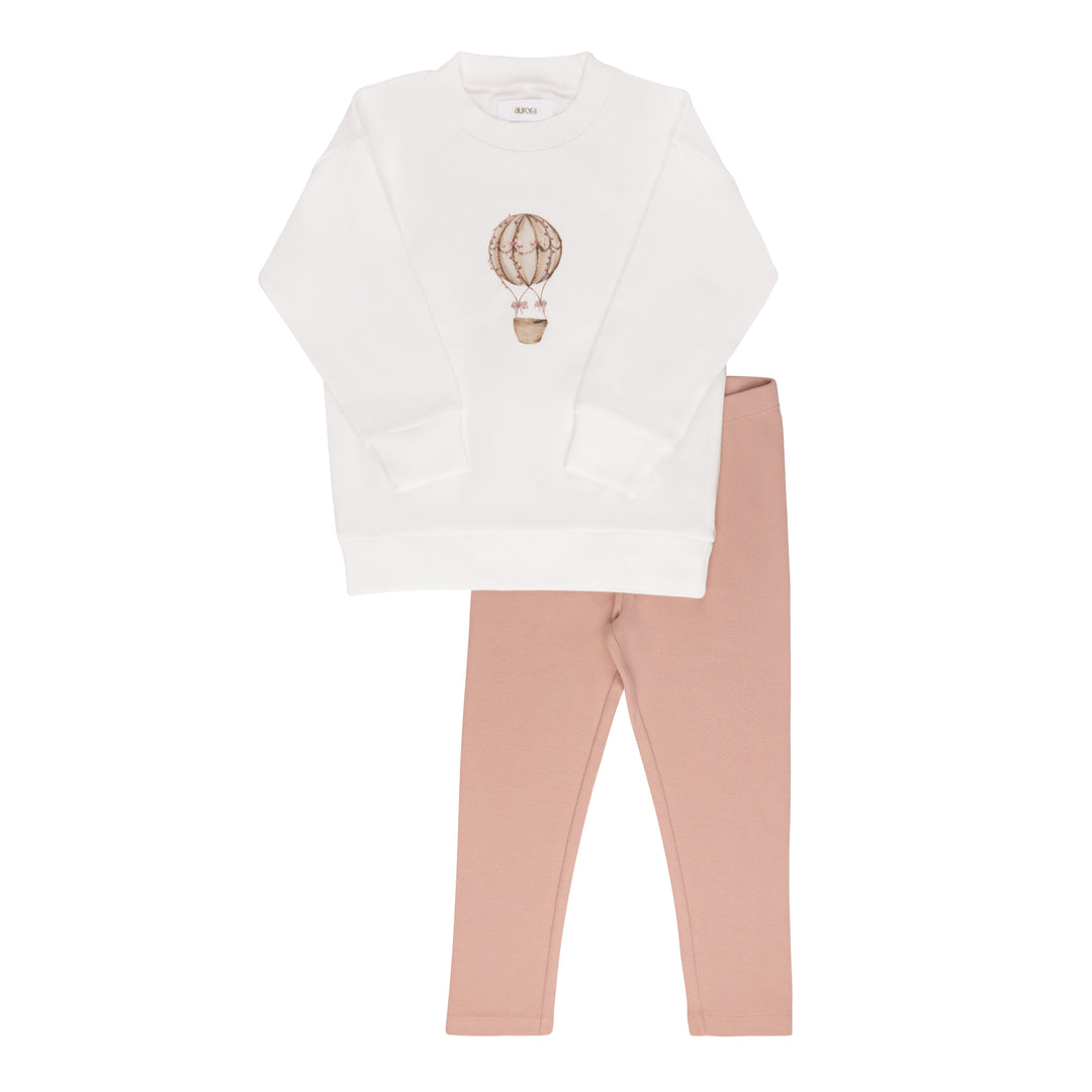 French Terry Hot Air Balloon Collection-Ivory/Pink-Lounge Set