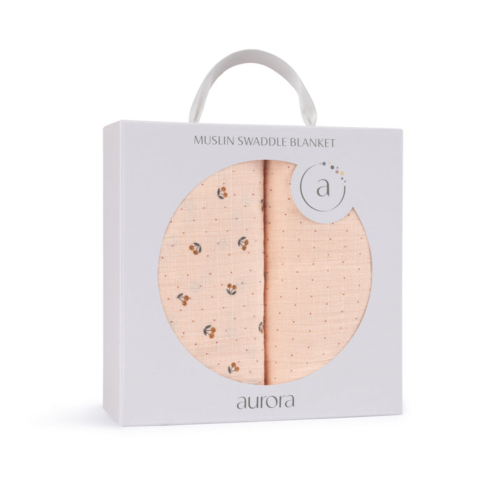 2 Pack Cherry Print Collection - Muslin Swaddle-Pink