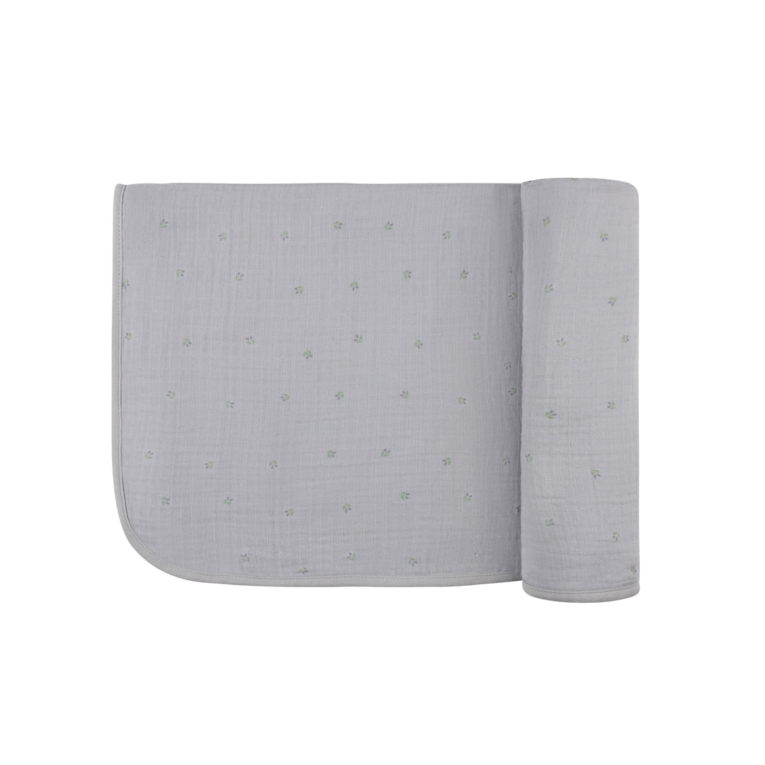 EMBROIDERED COLLECTION-MUSLIN SWADDLE-Blue Berry