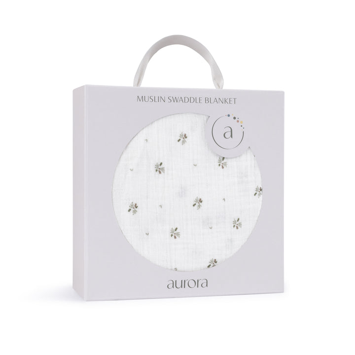 Single Muslin Swaddle Floral Print-Ivory/Sage