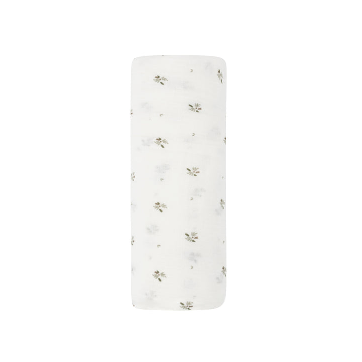 Single Muslin Swaddle Floral Print-Ivory/Sage