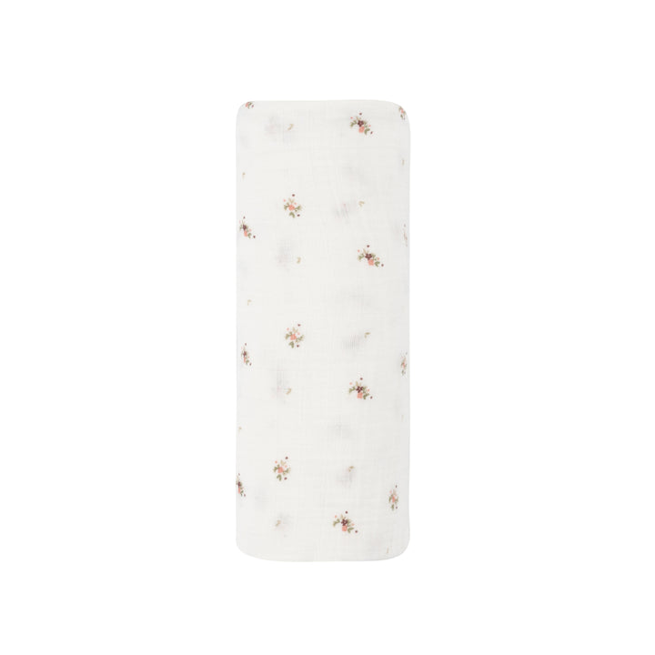 Single Muslin Swaddle Floral Print-Ivory/Pink