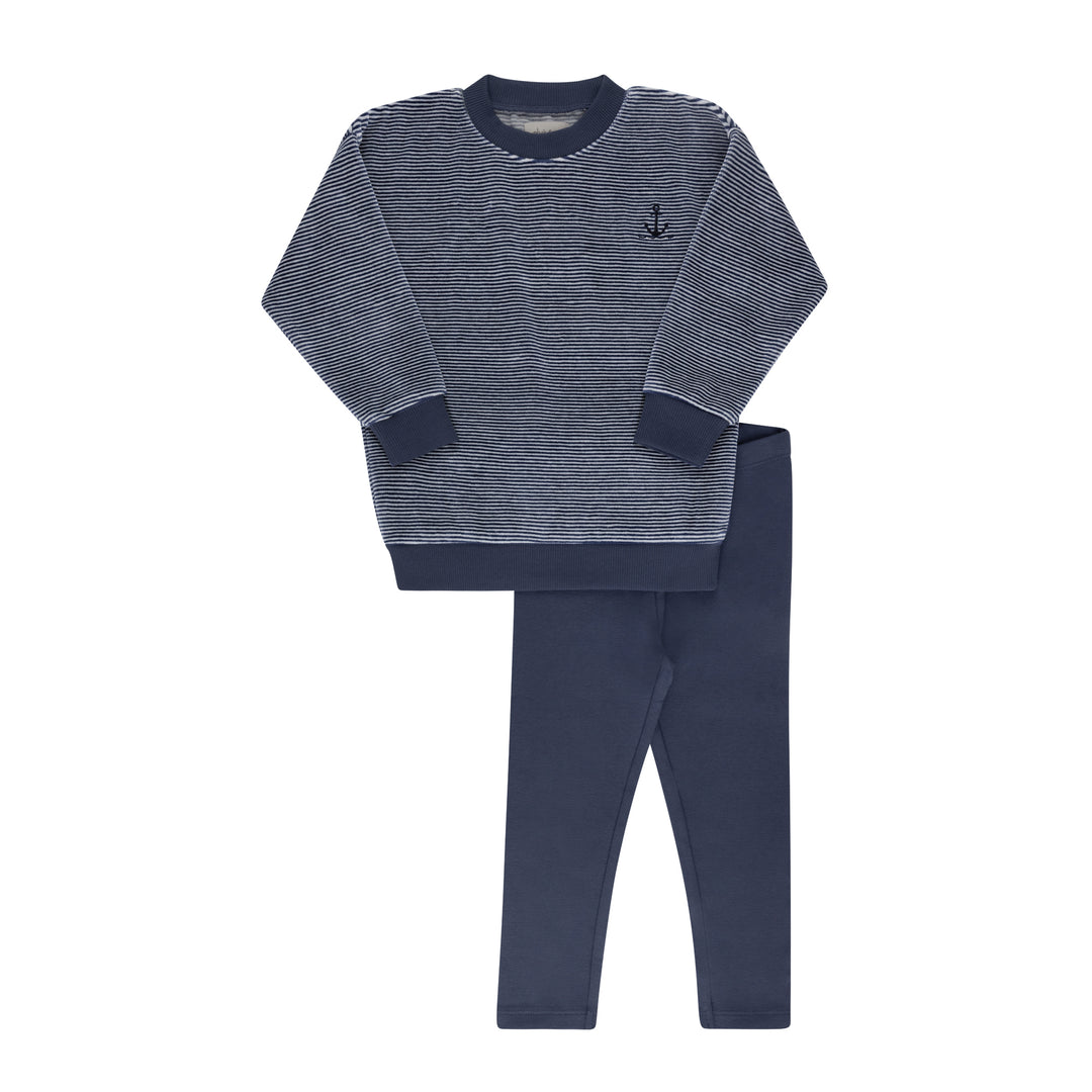 Velour Stripe Collection - Dark Blue - Lounge Set