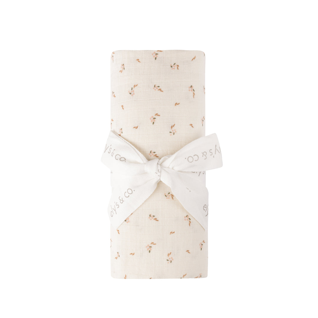 Printed Floral- Ivory - Muslin Swaddle