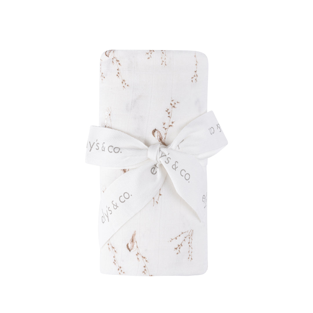 Vintage Birds- Cream - Bamboo Muslin Swaddle