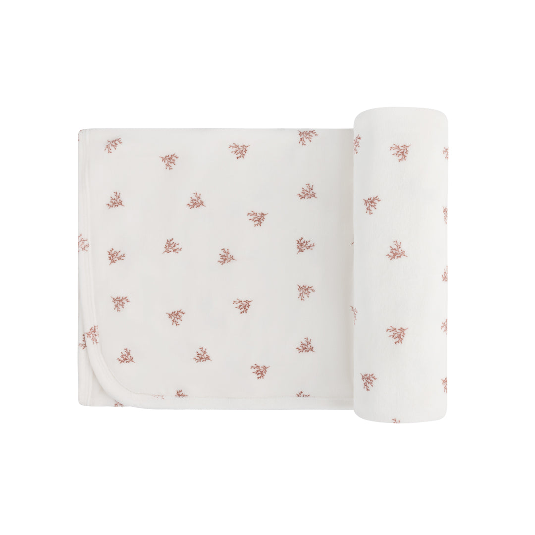 Velour Leaf Pattern Collection-Ivory Girl - Blanket