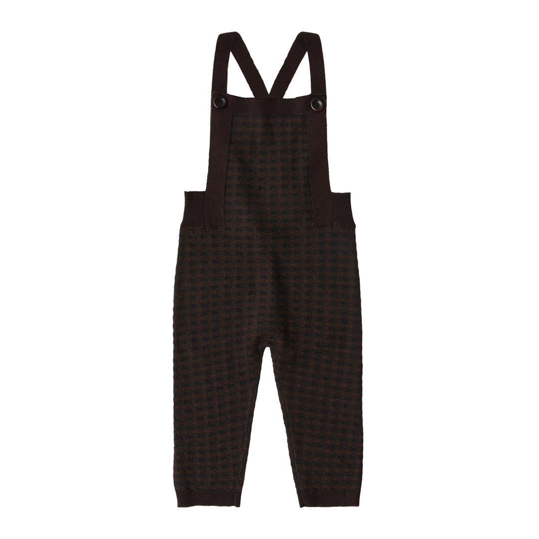 6925 AW-Baby Checked Overalls-mocca/dark navy