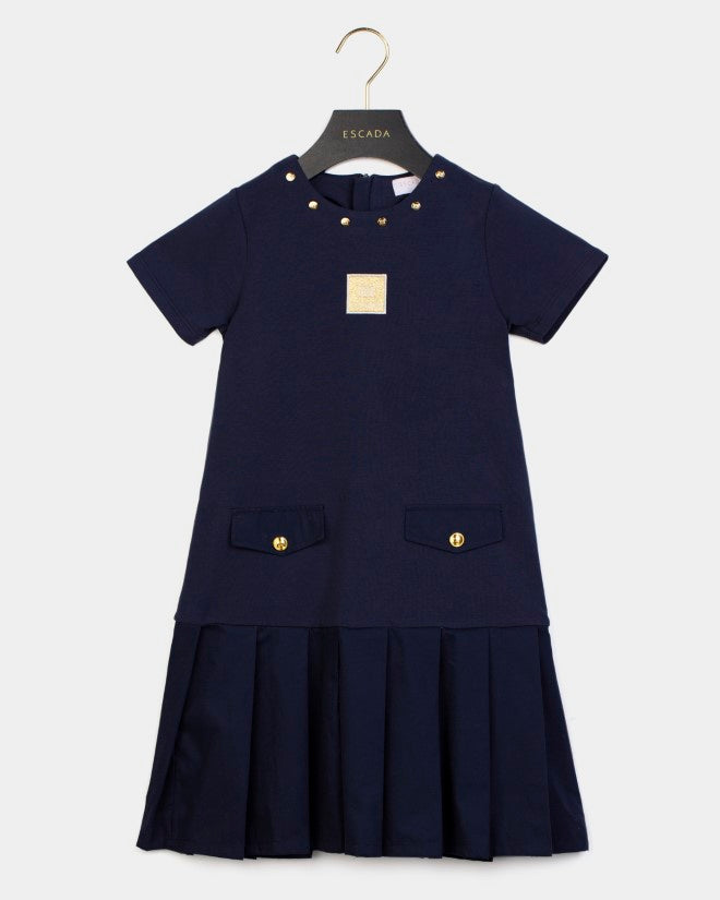 71328776-DRESS, SWEAT LYCRA/POPLIN, EMBROIDERY/BADGE-NAVY BLAZER