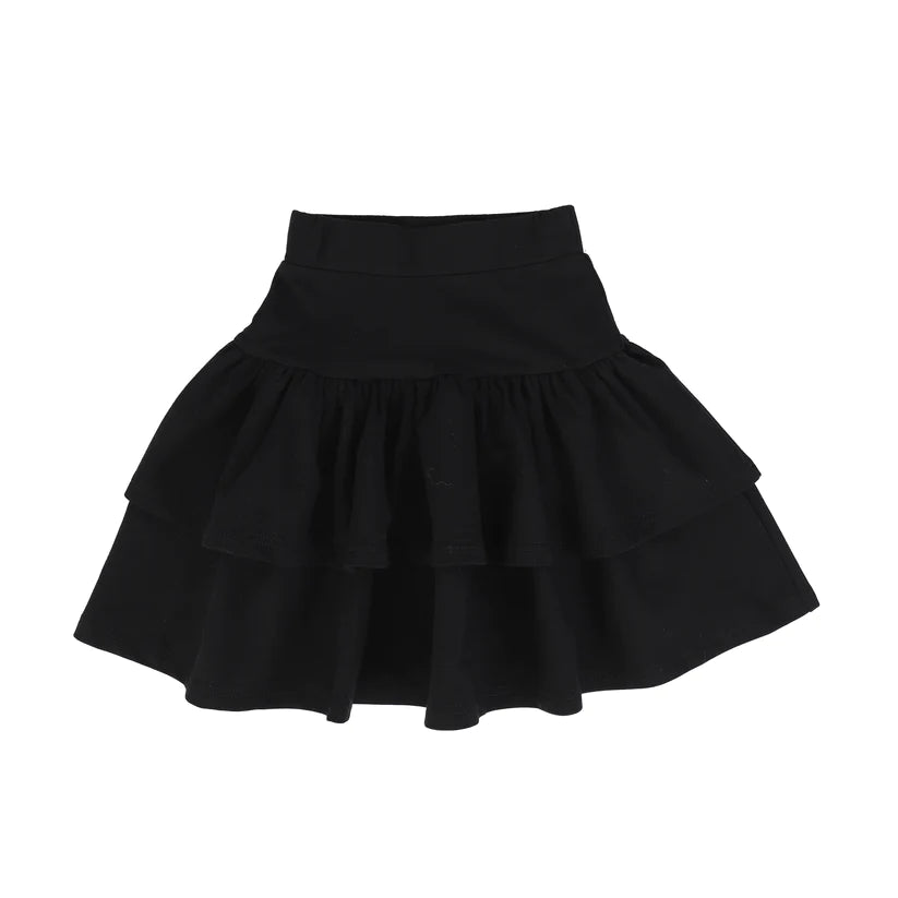 Cord 1-Cord Tiered Skirt-Black