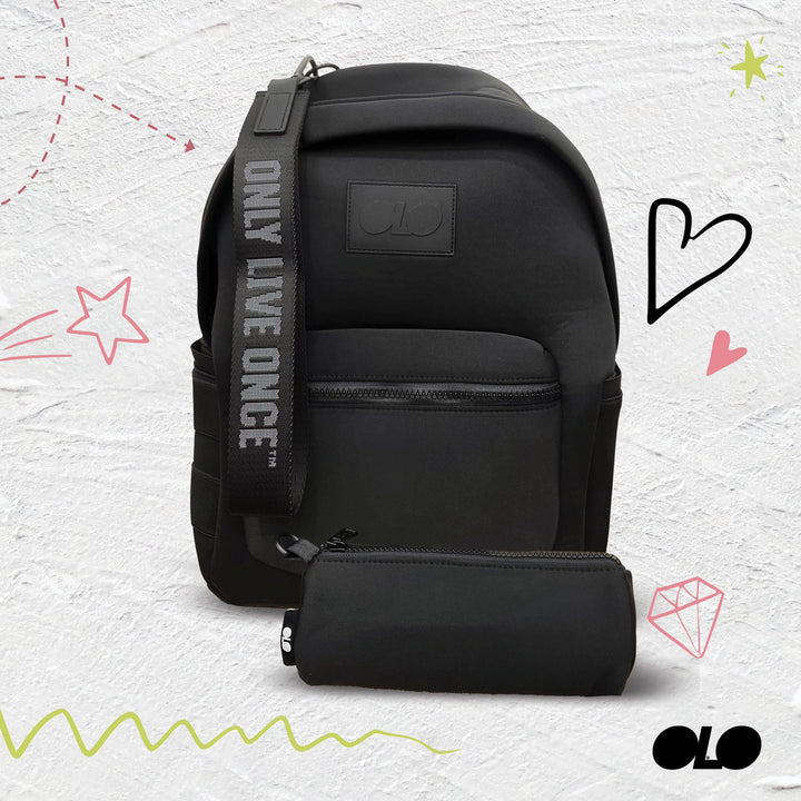 MYLIE BACKPACK BLACK (includes pencil pouch and hang tag)