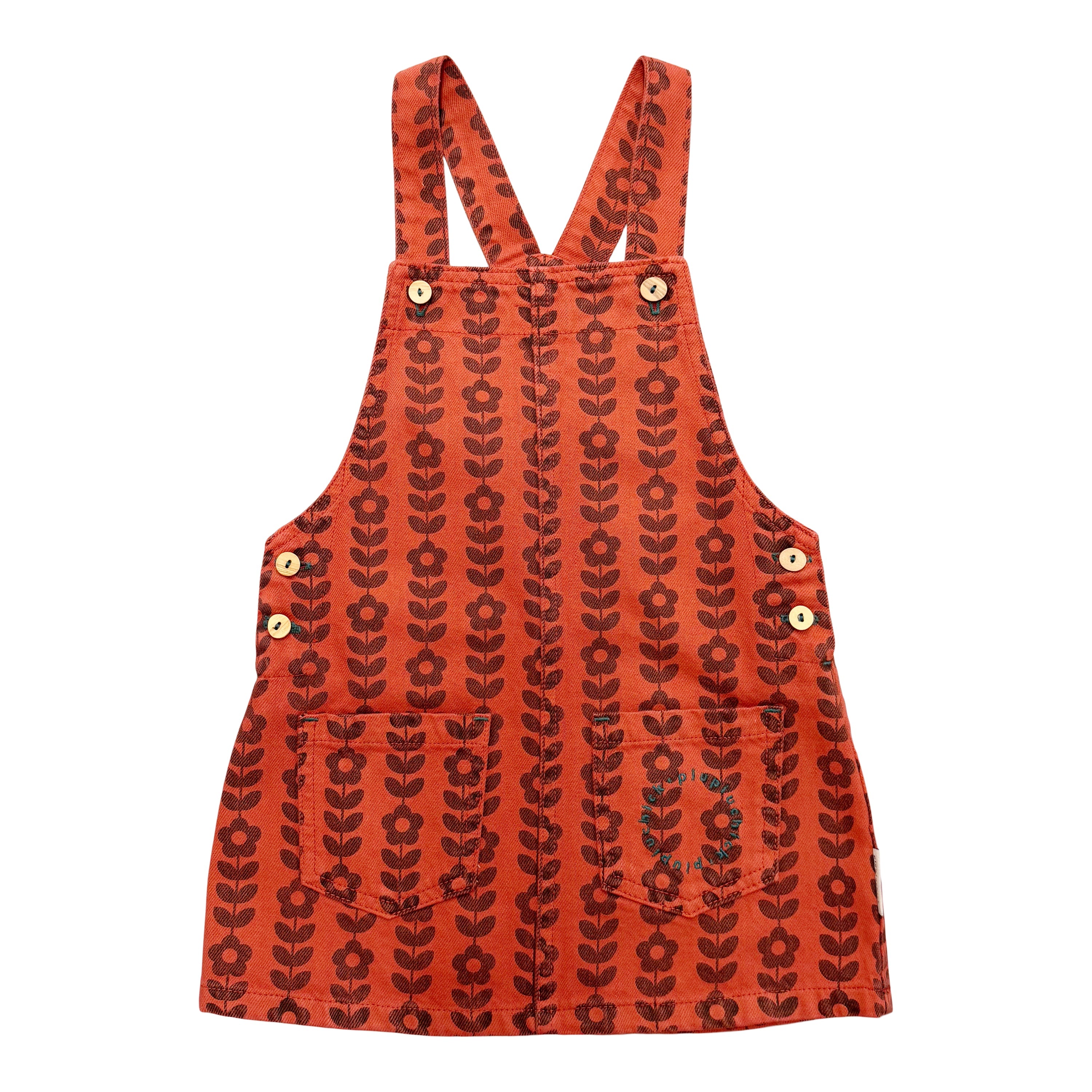ワンピース minirodini25awFlowers aop ss dress Multi MN2615A SHORT DRESS W/ STRAPS - BORDEAUX W/ BLACK FLOWERS – whoopikids