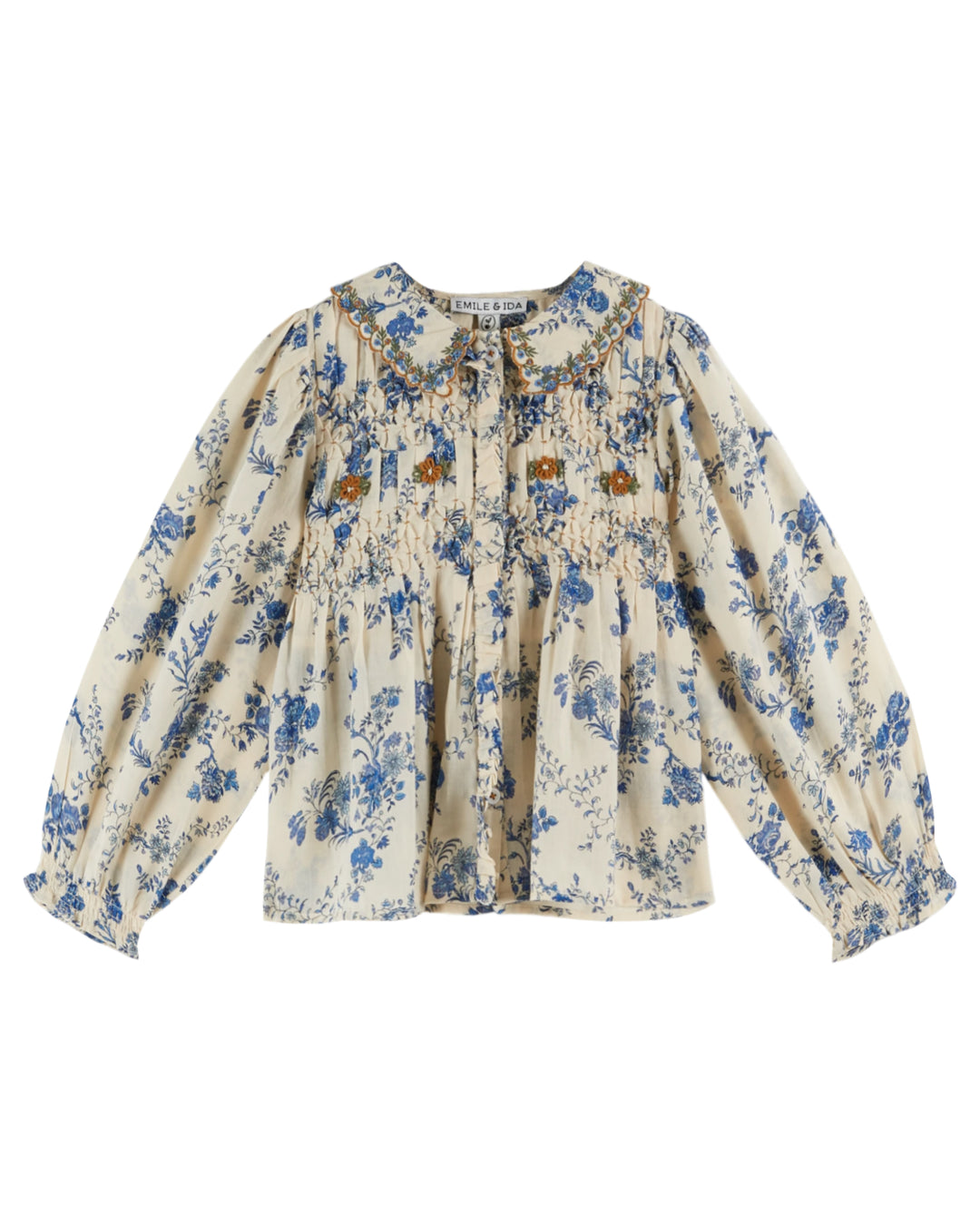 AC066-BLOUSE SMOCKEE COL BRODE-ORCHID BLUE