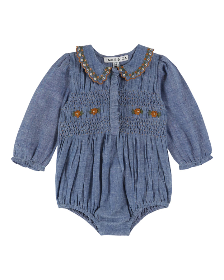 AC201A-COMBIBLOOMER SMOCKE-CHAMBRAY