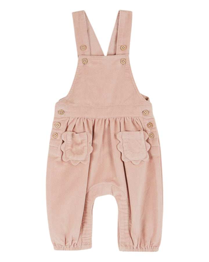 AC208A POCHE FLEURS-SALOPETTE BB VELOURS-PEONY