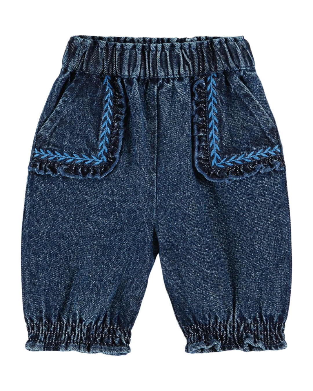 AC214-PANTALON BRODEE DENIM-DENIM