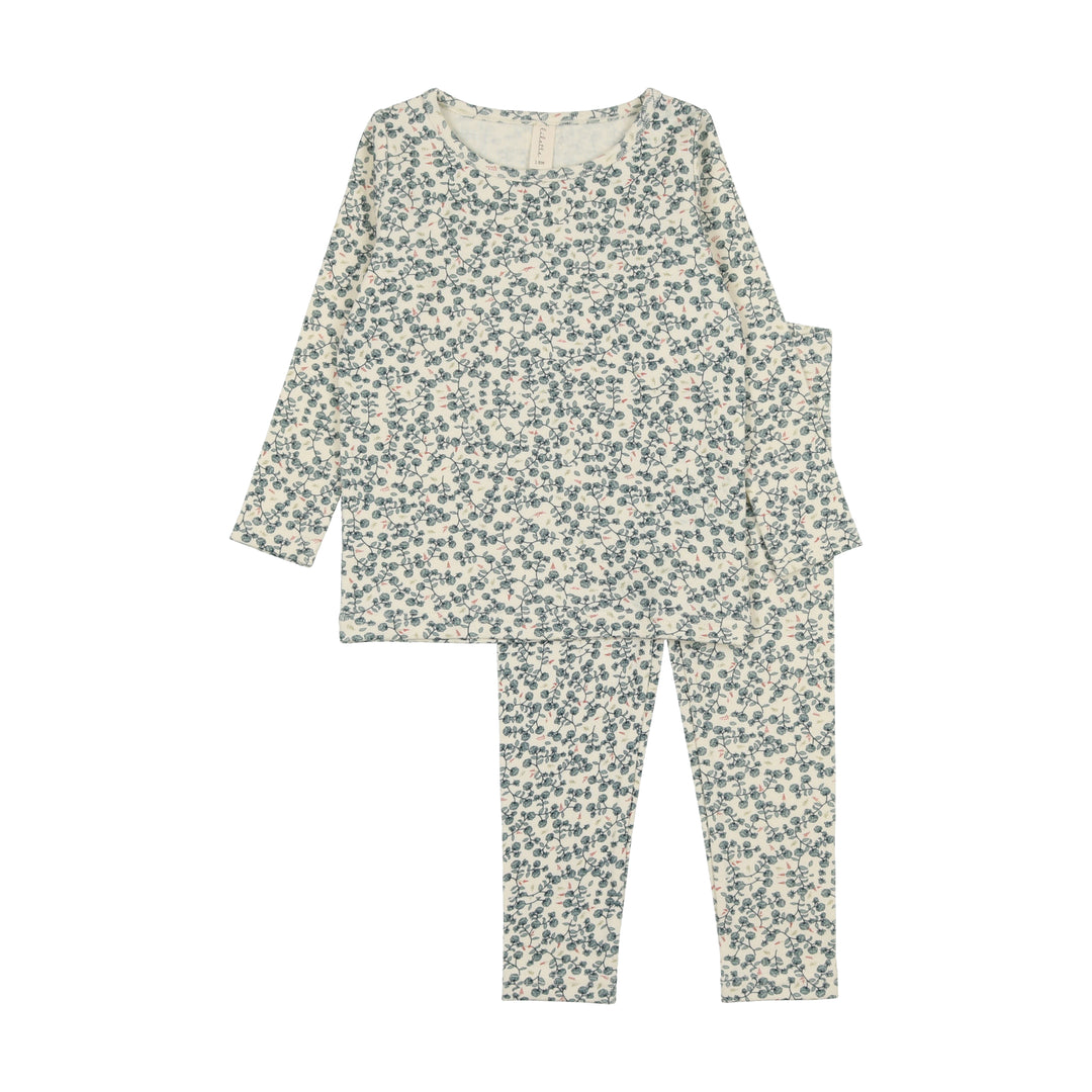 ALL OVER FLORAL LONG SLEEVE SET-Slate