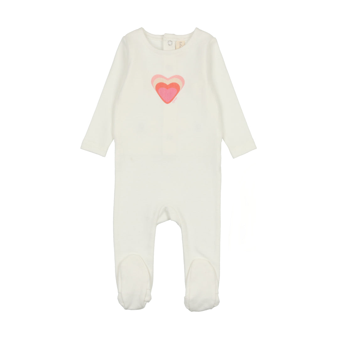BIG GRAPHIC HEART FOOTIE-Winter White