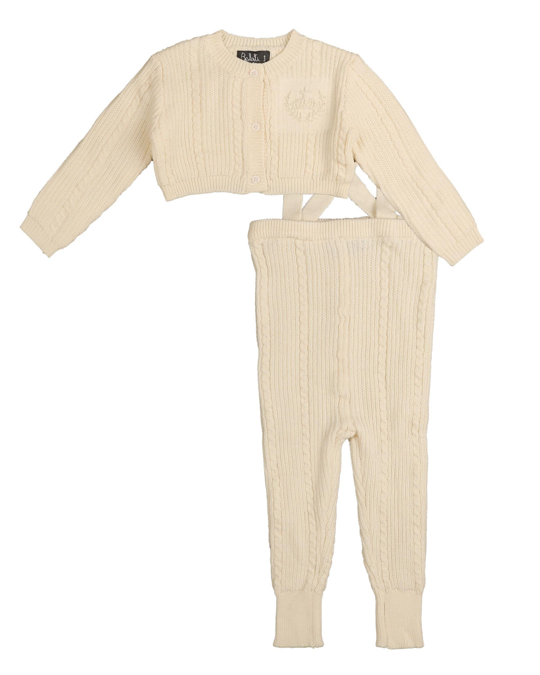 BKN636-Baby overall with cable cardigan-IVORY
