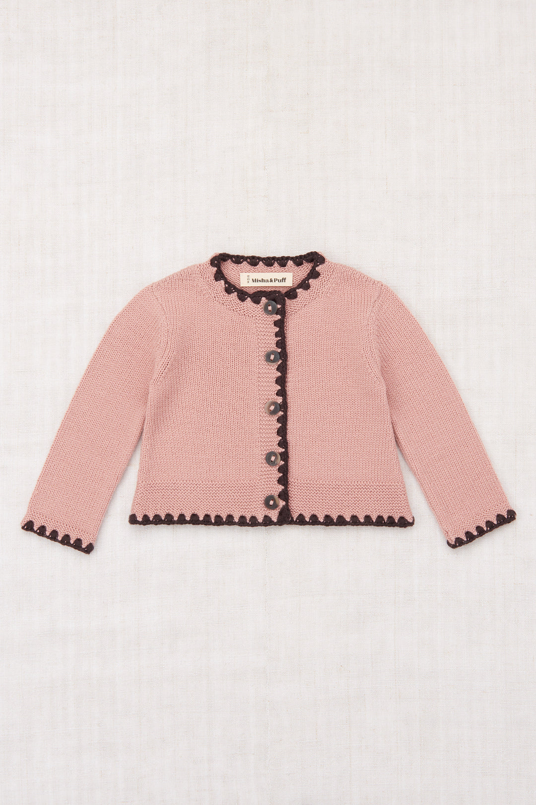 Baby Crochet Trim Darling Cardigan-Rosette