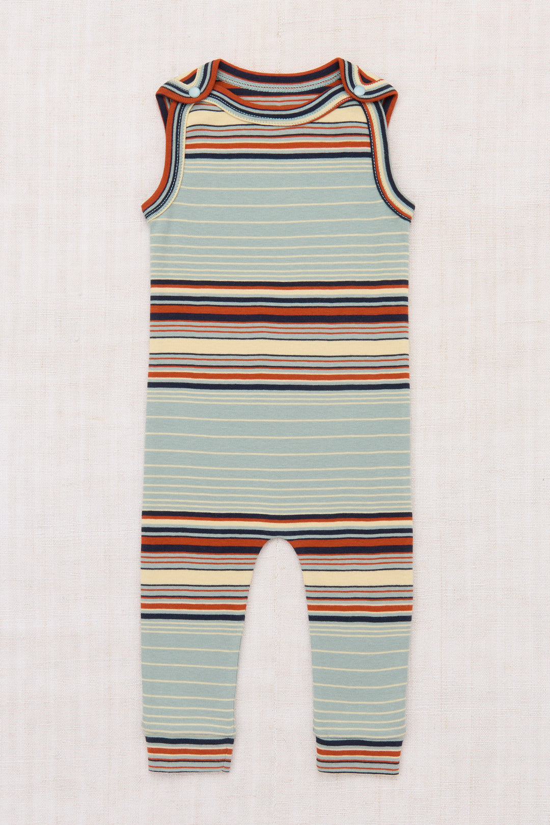 Baby Snap Overall-Overcast Patio Stripe