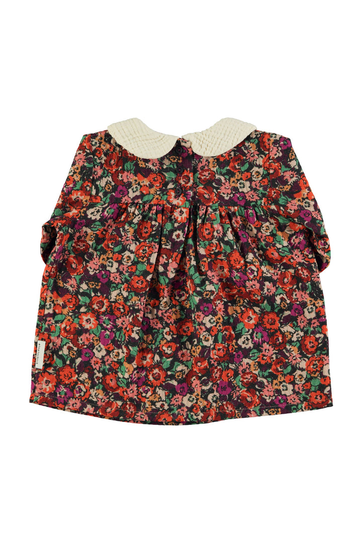 AW25.BB2507USA-Baby dress | Multicolor flowers-multicolor | textured cotton