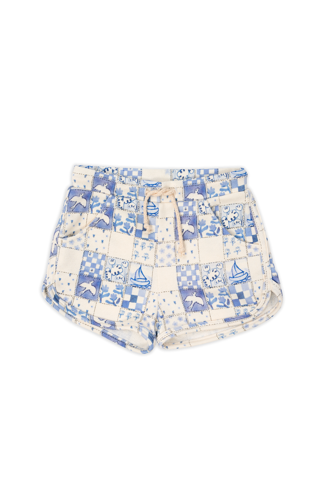 C25116-Gym Shorts-Vintage Blue Tiles