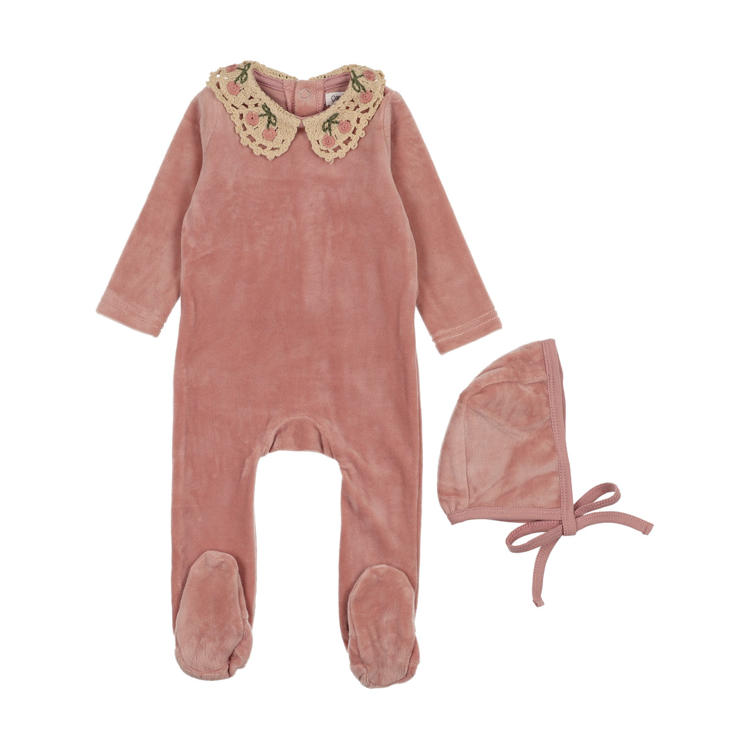 BLW25004F-Cherry Crochet Collar Footie-Mauve
