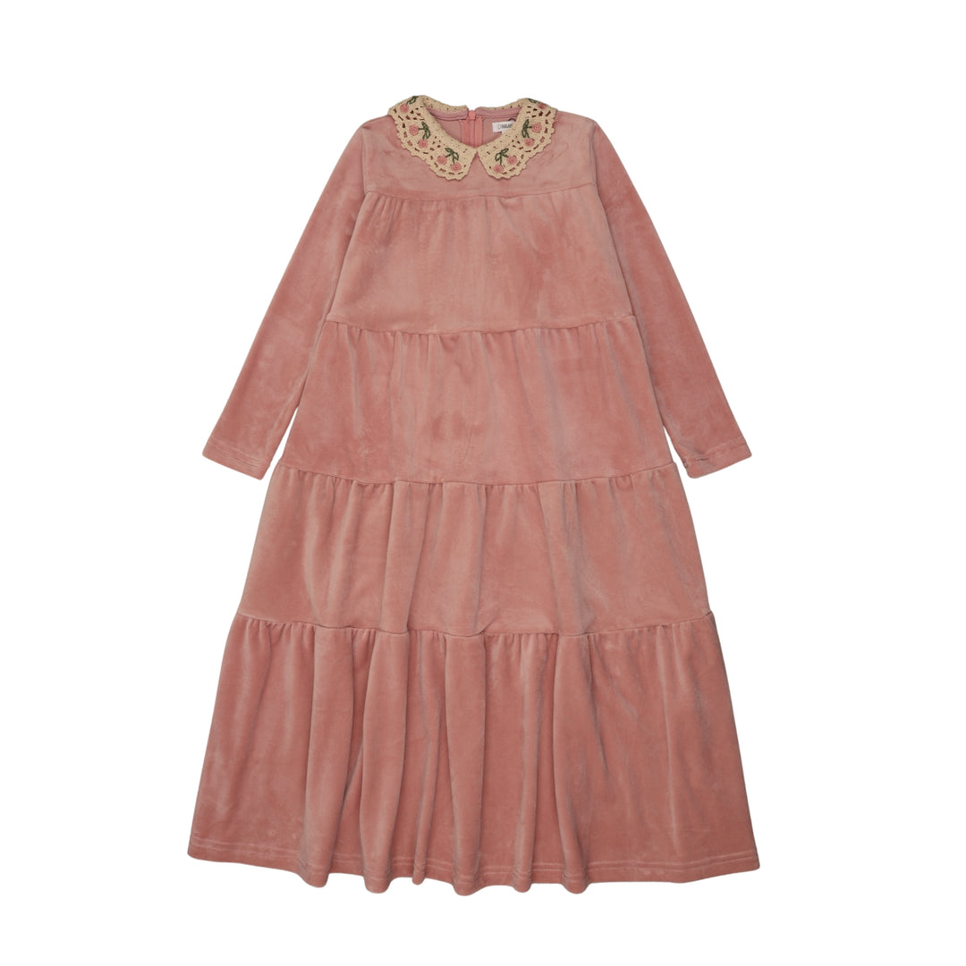 BLW25004SR-Cherry Crochet Collar Shabbos Robe-Mauve