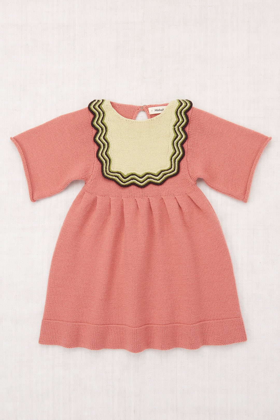 Chevron Bib Dress-Rosewood