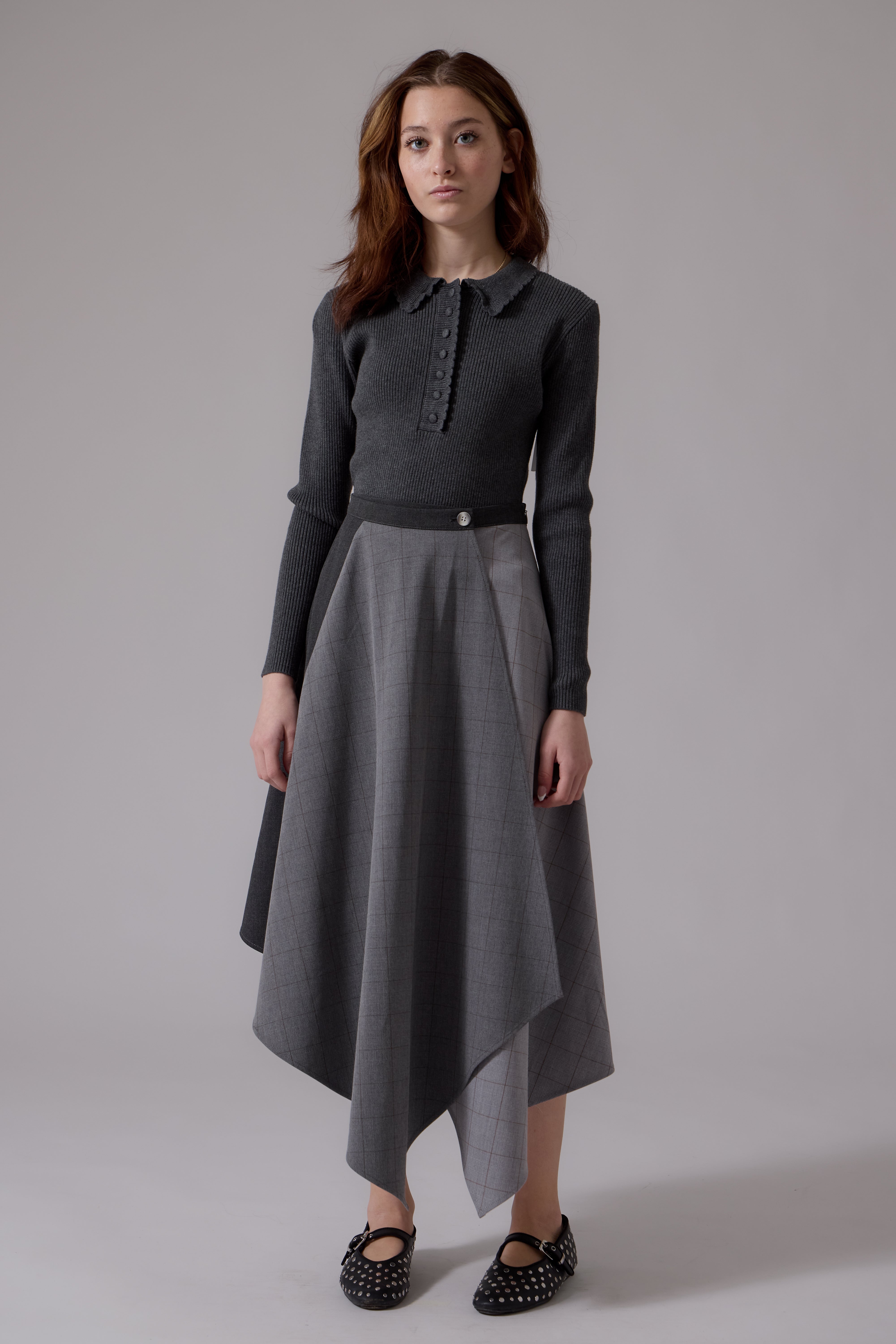 Yoli Silk wrap skirt グレー L406 Claudia Wrap Midi Skirt Grey – whoopikids