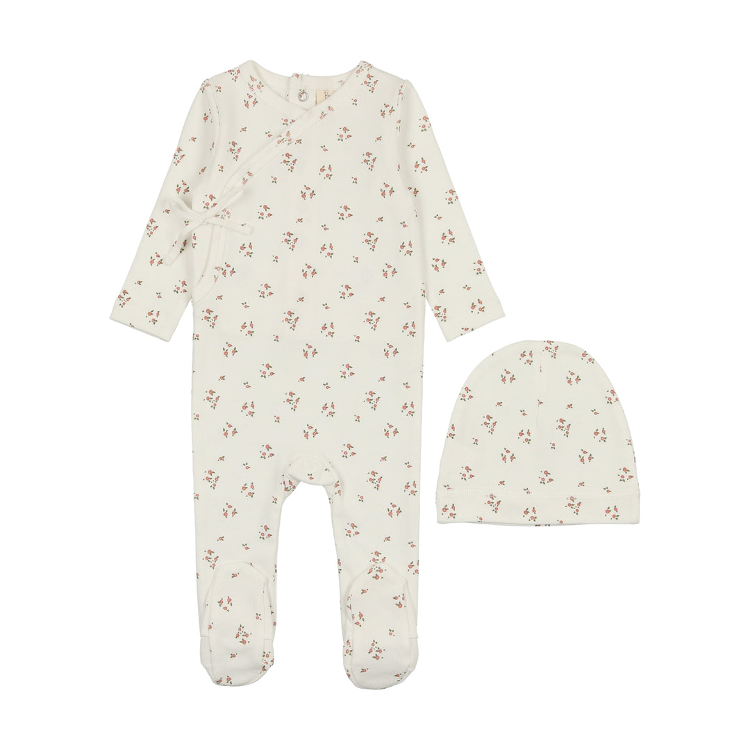 DAINTY FLORAL FOOTIE SET-WINTER WHITE/FLORAL