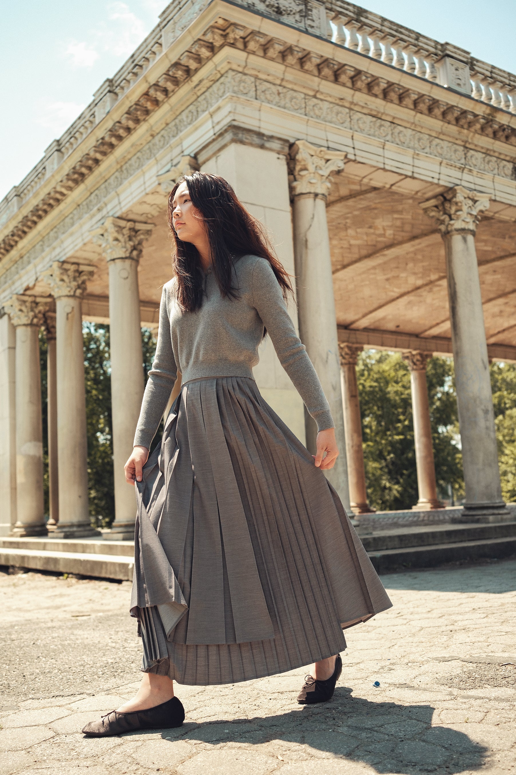 L410 Kelsey Midi Skirt Grey – whoopikids