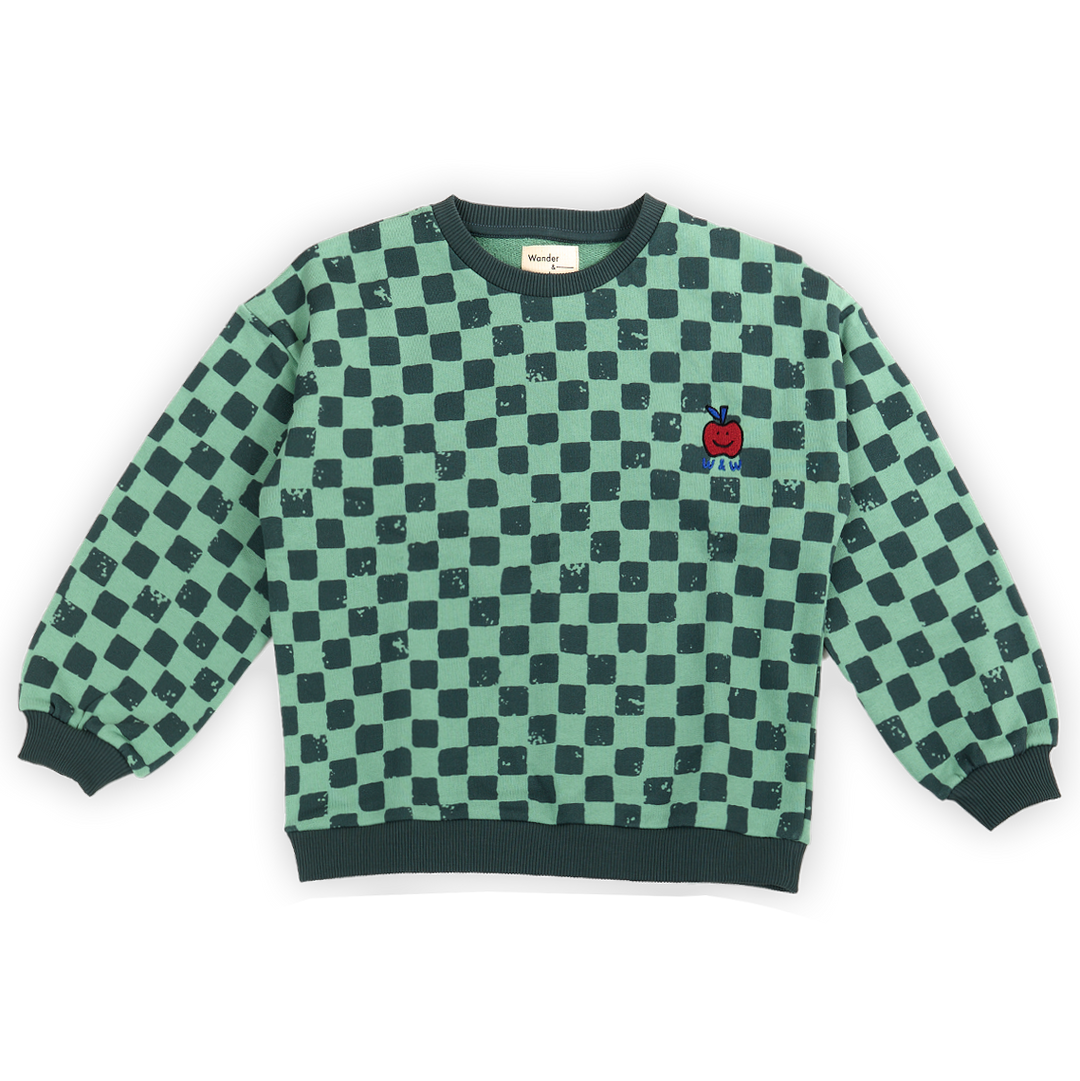 E25210-Checkerboard Sweatshirt-green tea check